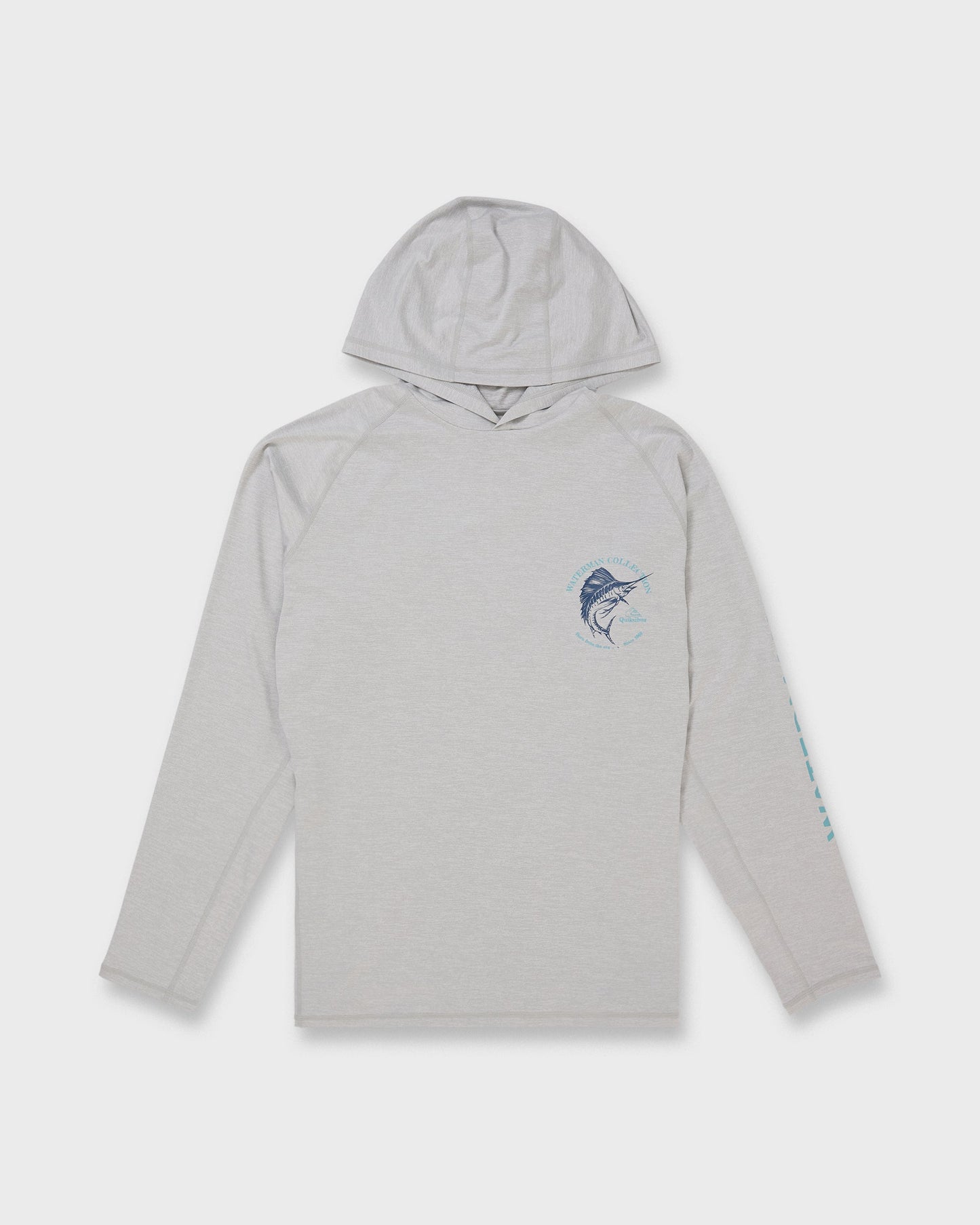 Waterman Marley Hooded Long Sleeve UPF 50 Surf Shirt - Light Grey Hth