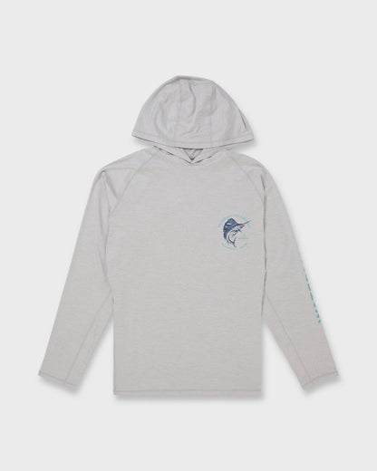 Waterman Marley Hooded Long Sleeve UPF 50 Surf Shirt - Light Grey Hth