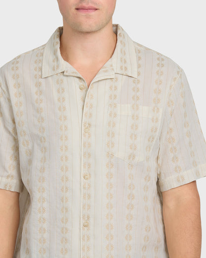 Bishop Jacquard Camp Short Sleeve Cotton Shirt - Twill