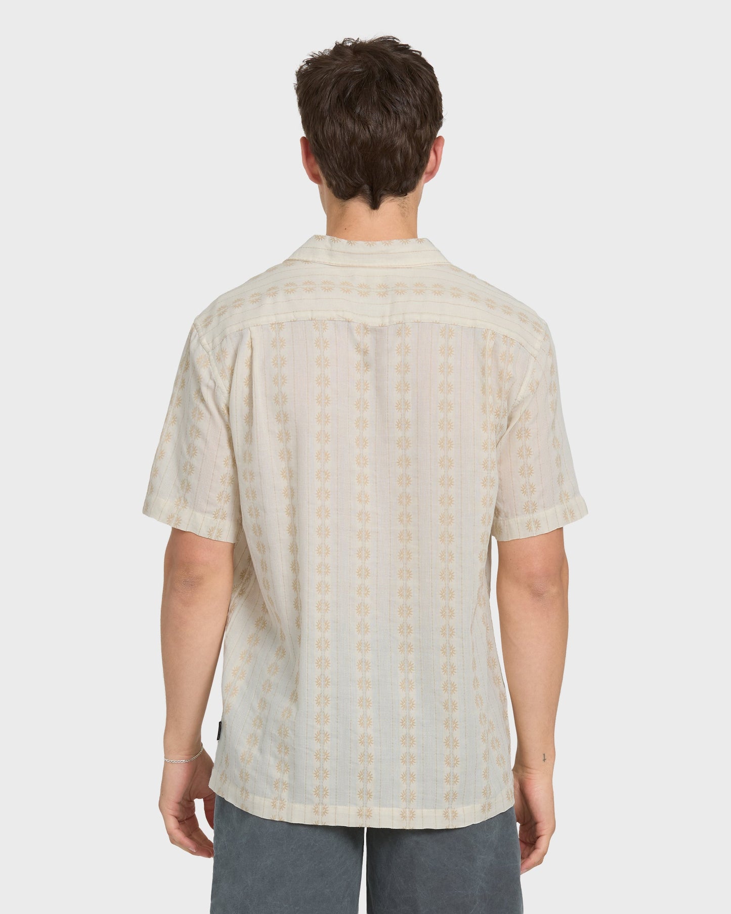 Bishop Jacquard Camp Short Sleeve Cotton Shirt - Twill