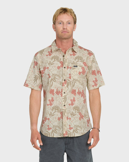 Jetty Bloom Classic Stretch Short Sleeve Woven Shirt - Bone White