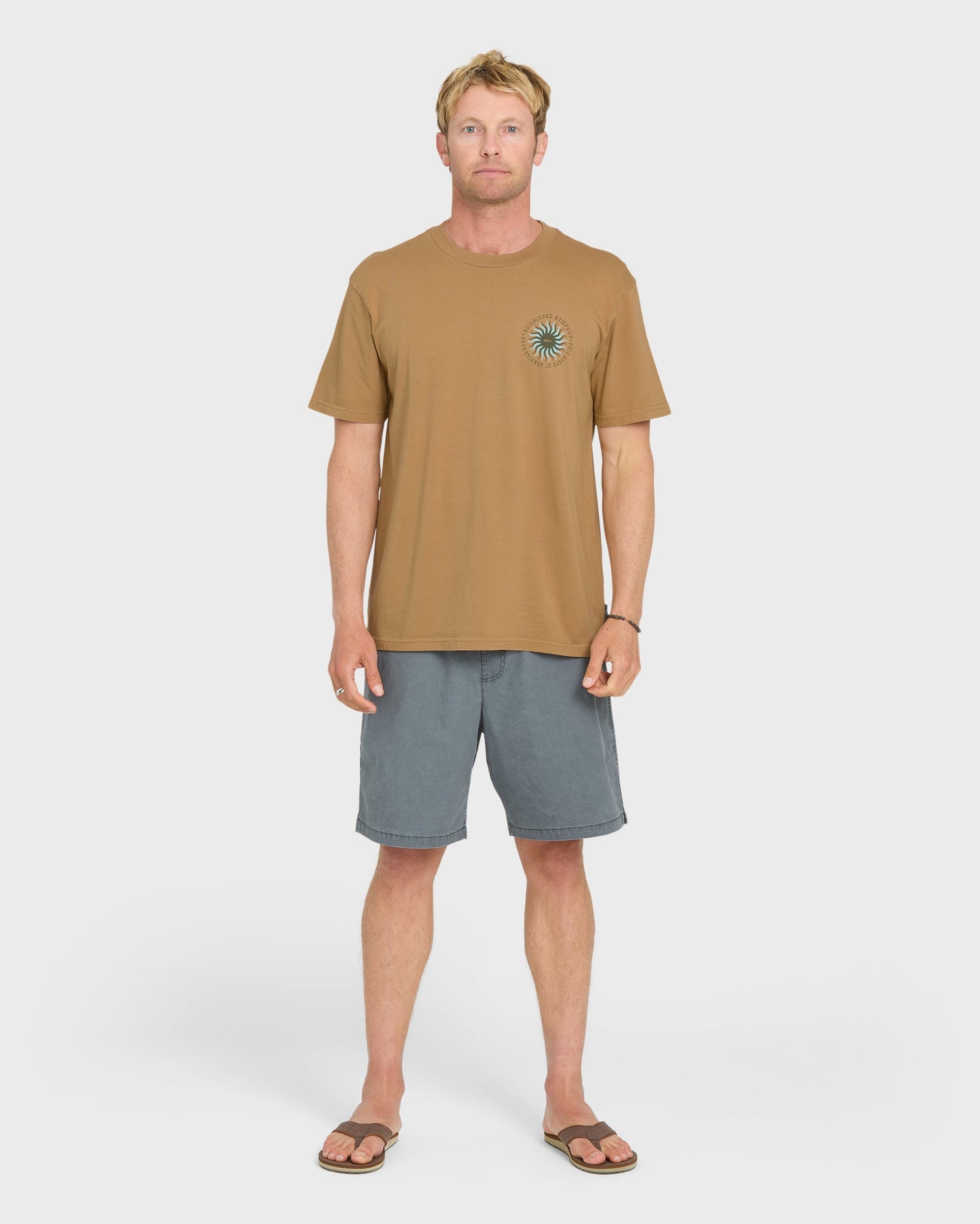 Sunny Day Pigment Dye Short Sleeve Cotton T-Shirt - Tobacco