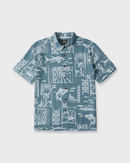 Waterman Paradise Bay Short Sleeve Woven Shirt - Real Teal