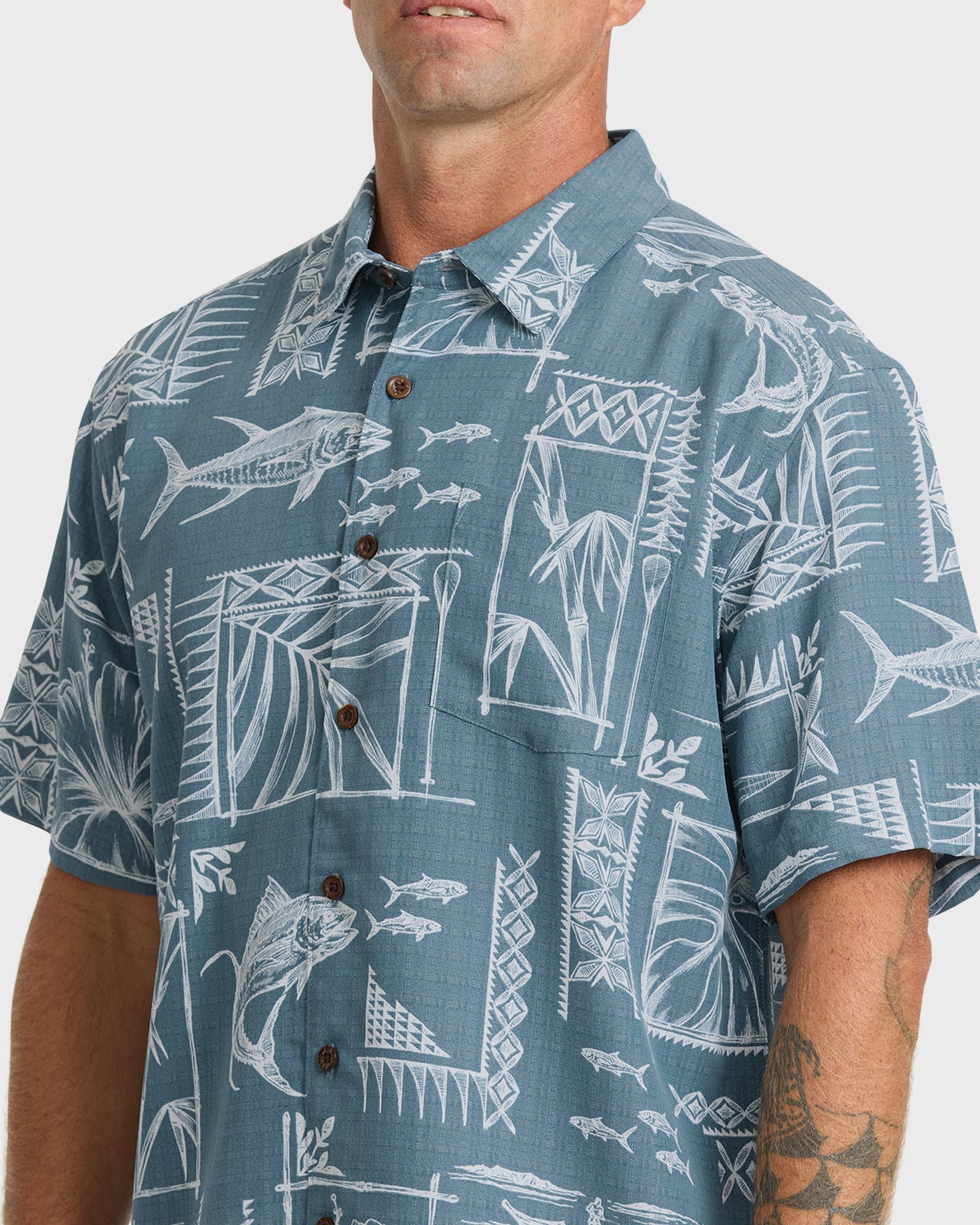 Waterman Paradise Bay Short Sleeve Woven Shirt - Real Teal