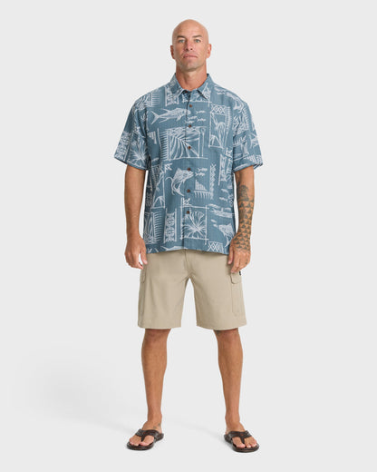 Waterman Paradise Bay Short Sleeve Woven Shirt - Real Teal