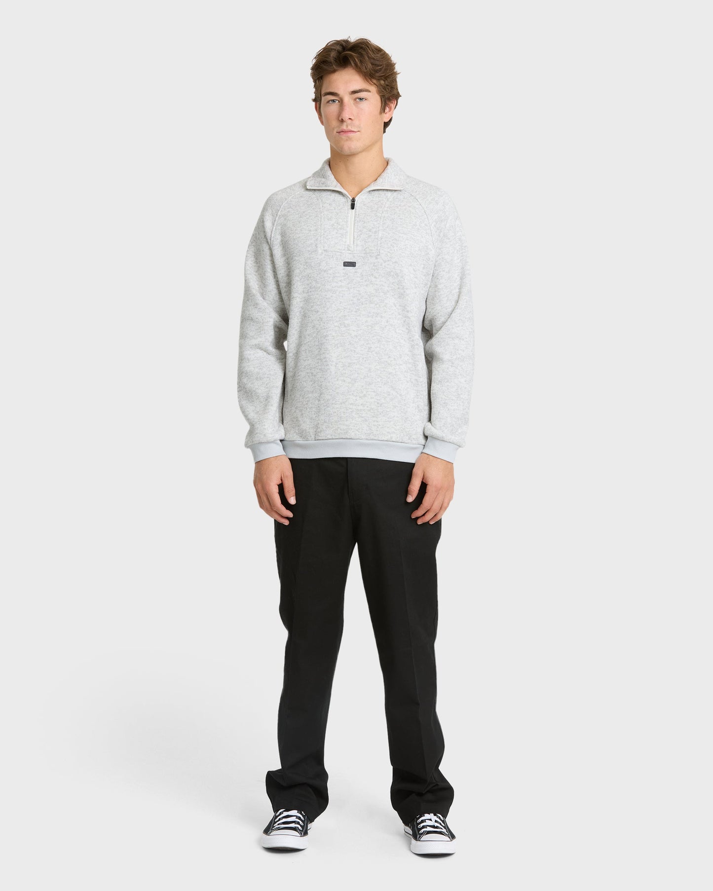 Keller Half Zip Mock Neck Sweatshirt - Light Gray Heather