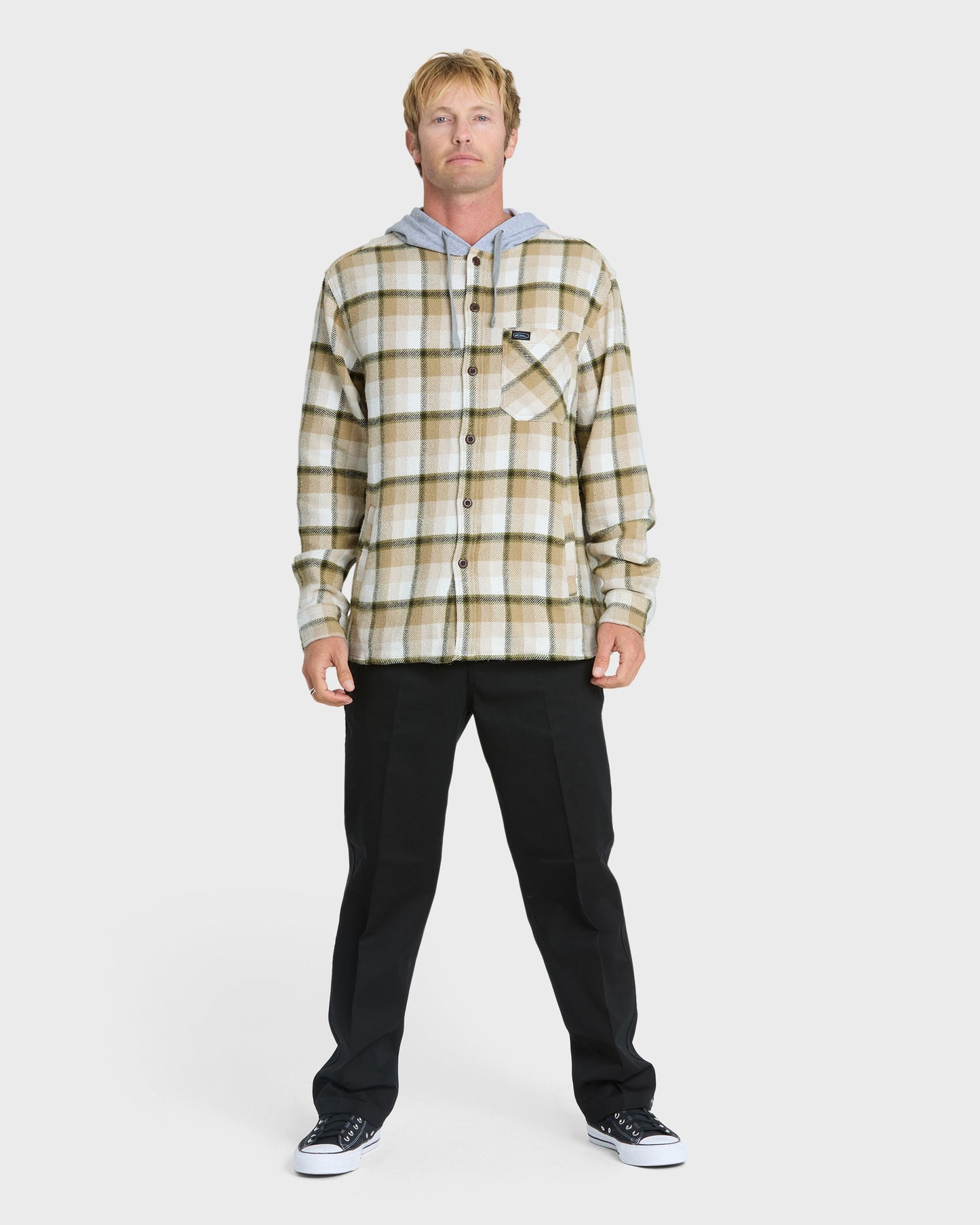 Saltwater Hooded Long Sleeve Flannel Shirt - Twill