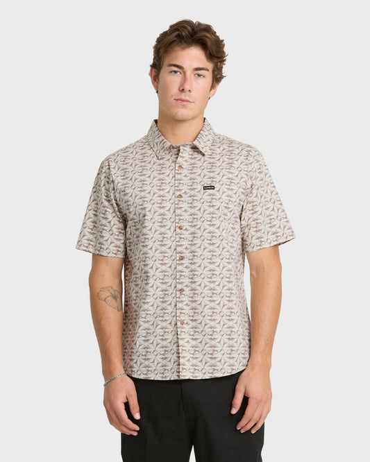 Nature Tile Classic Short Sleeve Woven Shirt - Bone White