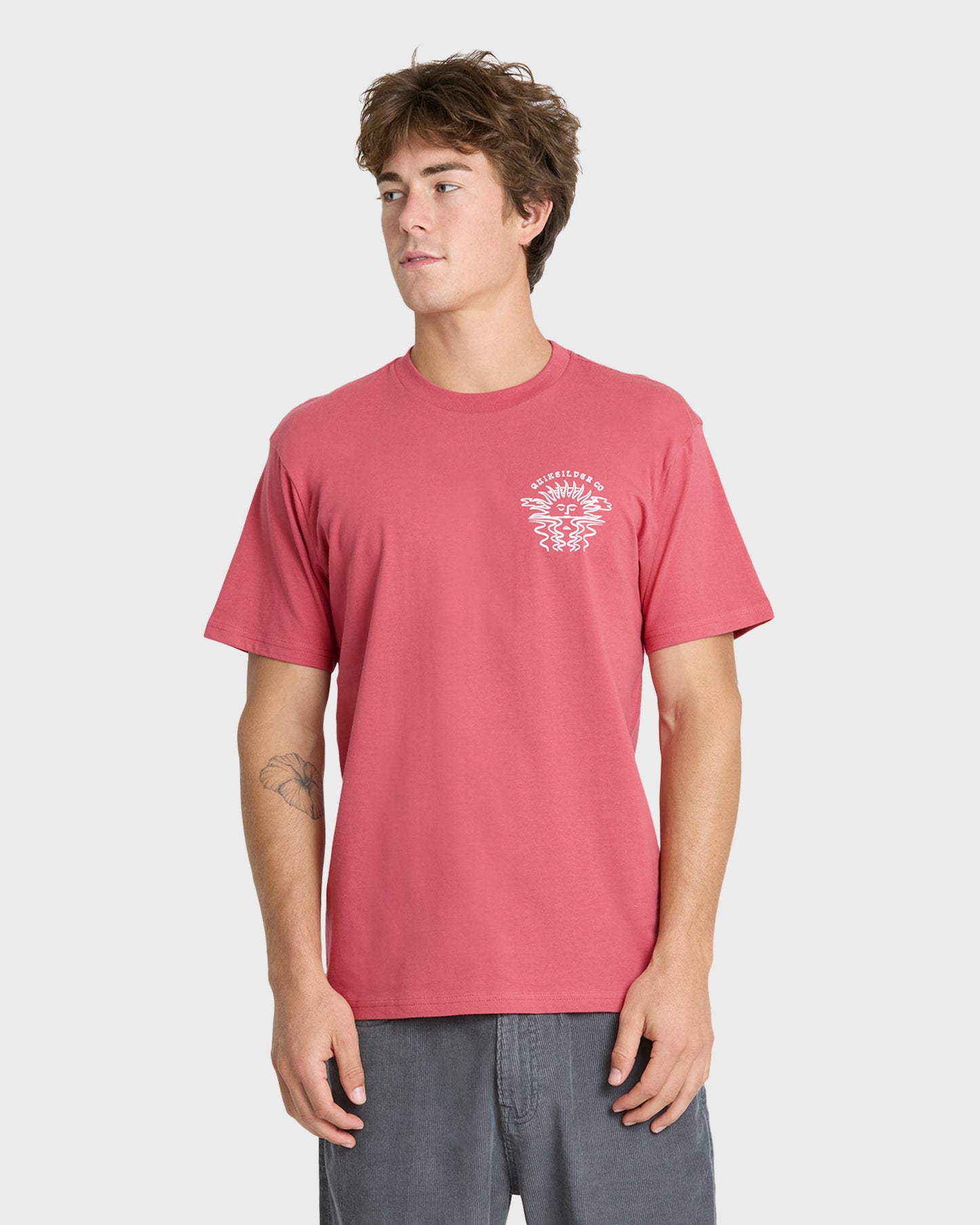Sun Down Classic Short Sleeve Knit T-Shirt - Slate Rose
