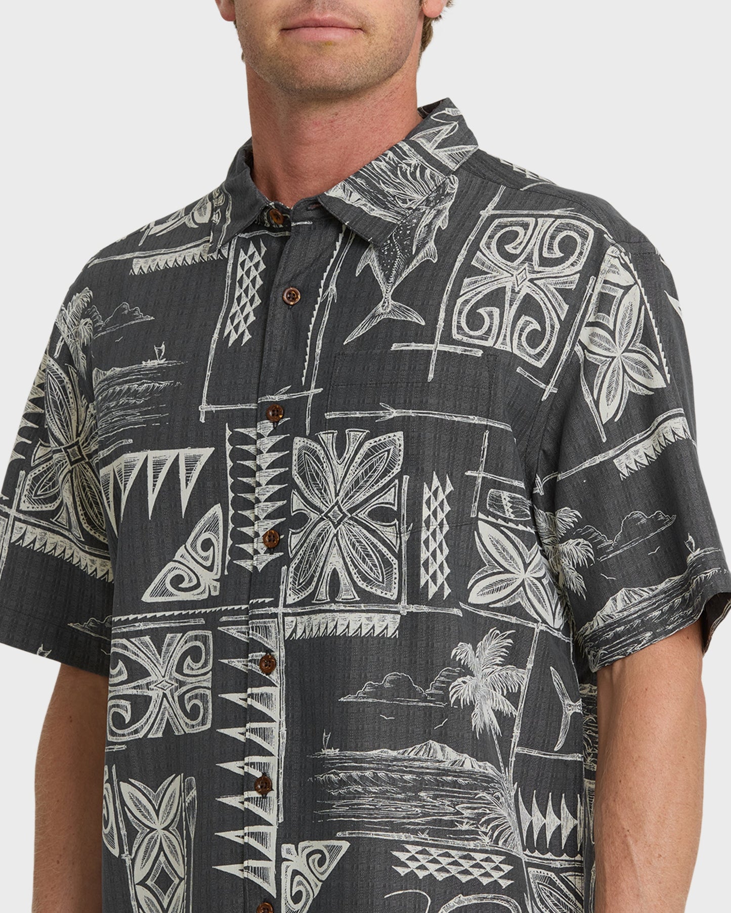 Waterman Ohana Bay Short Sleeve Woven Shirt - Phantom