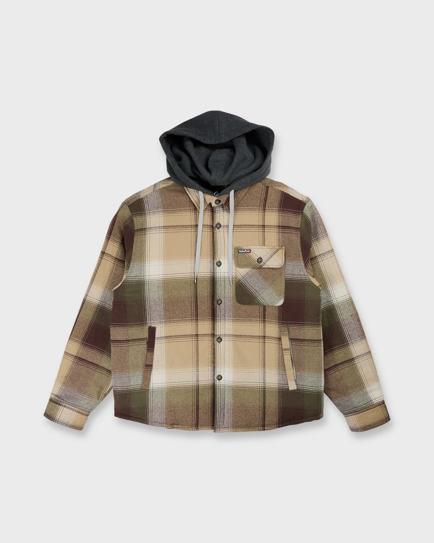 Mantra Hooded Long Sleeve Flannel Shirt - Kelp