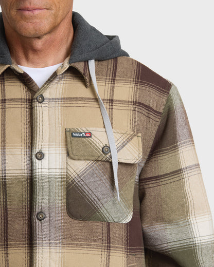 Mantra Hooded Long Sleeve Flannel Shirt - Kelp
