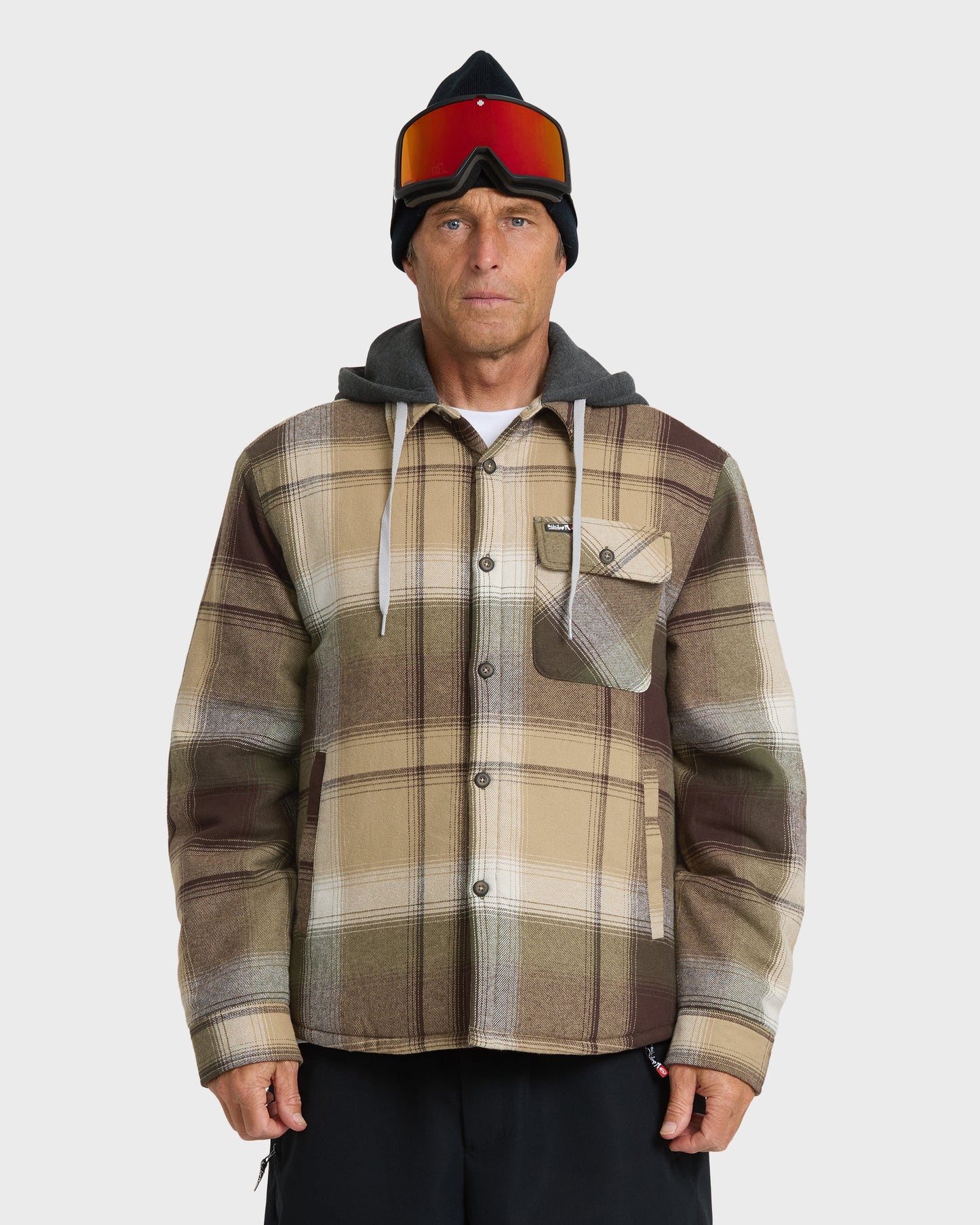 Mantra Hooded Long Sleeve Flannel Shirt - Kelp