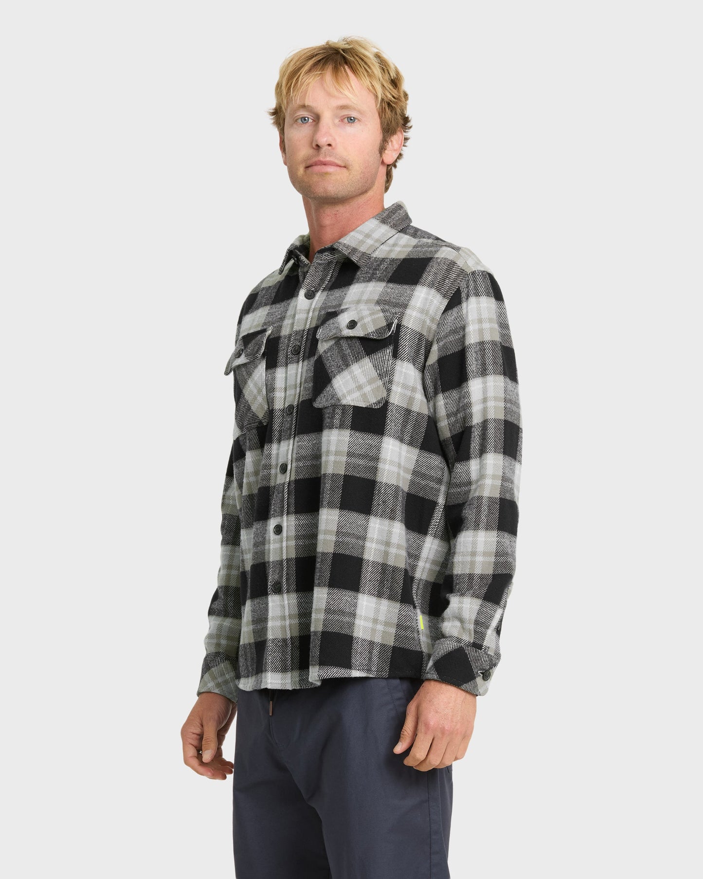 Waterman Dover Long Sleeve Flannel Overshirt - Black