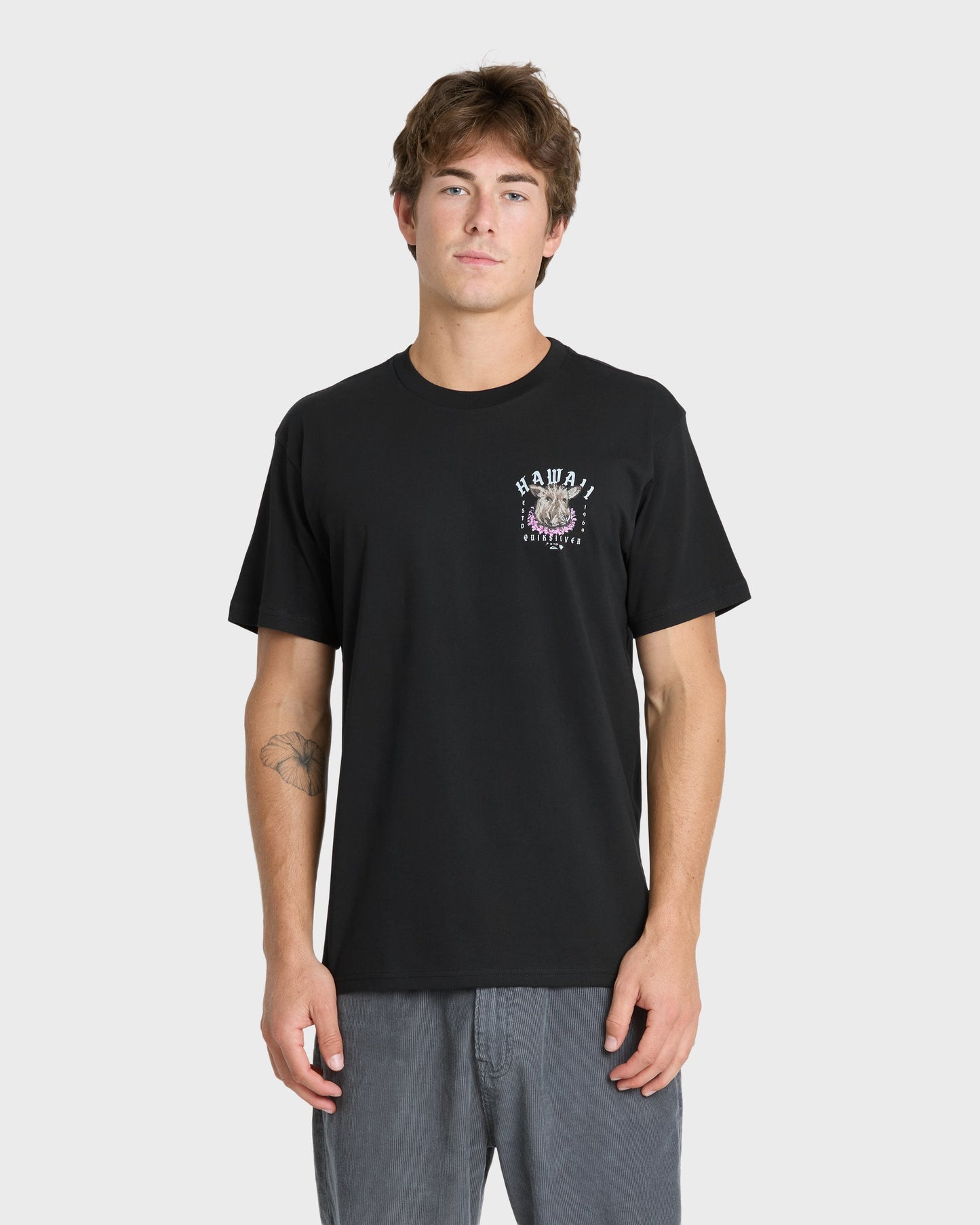 Hawaii Kalua Short Sleeve Cotton T-Shirt - Black