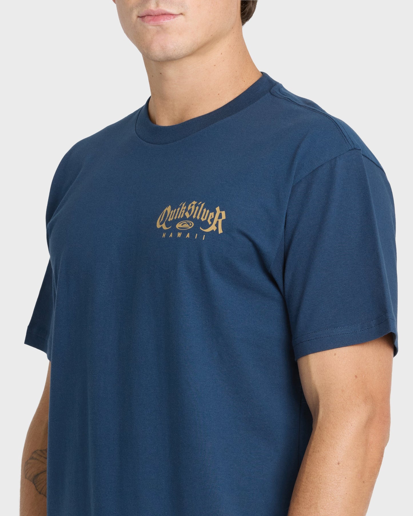 Hawaii Old English Classic Short Sleeve Knit T-Shirt - Dark Denim