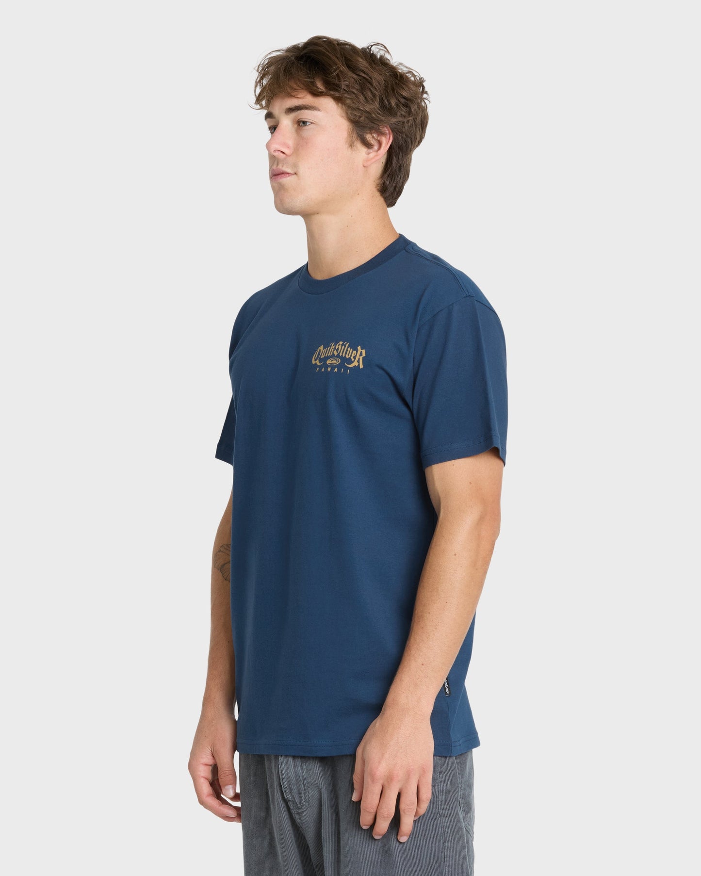 Hawaii Old English Classic Short Sleeve Knit T-Shirt - Dark Denim