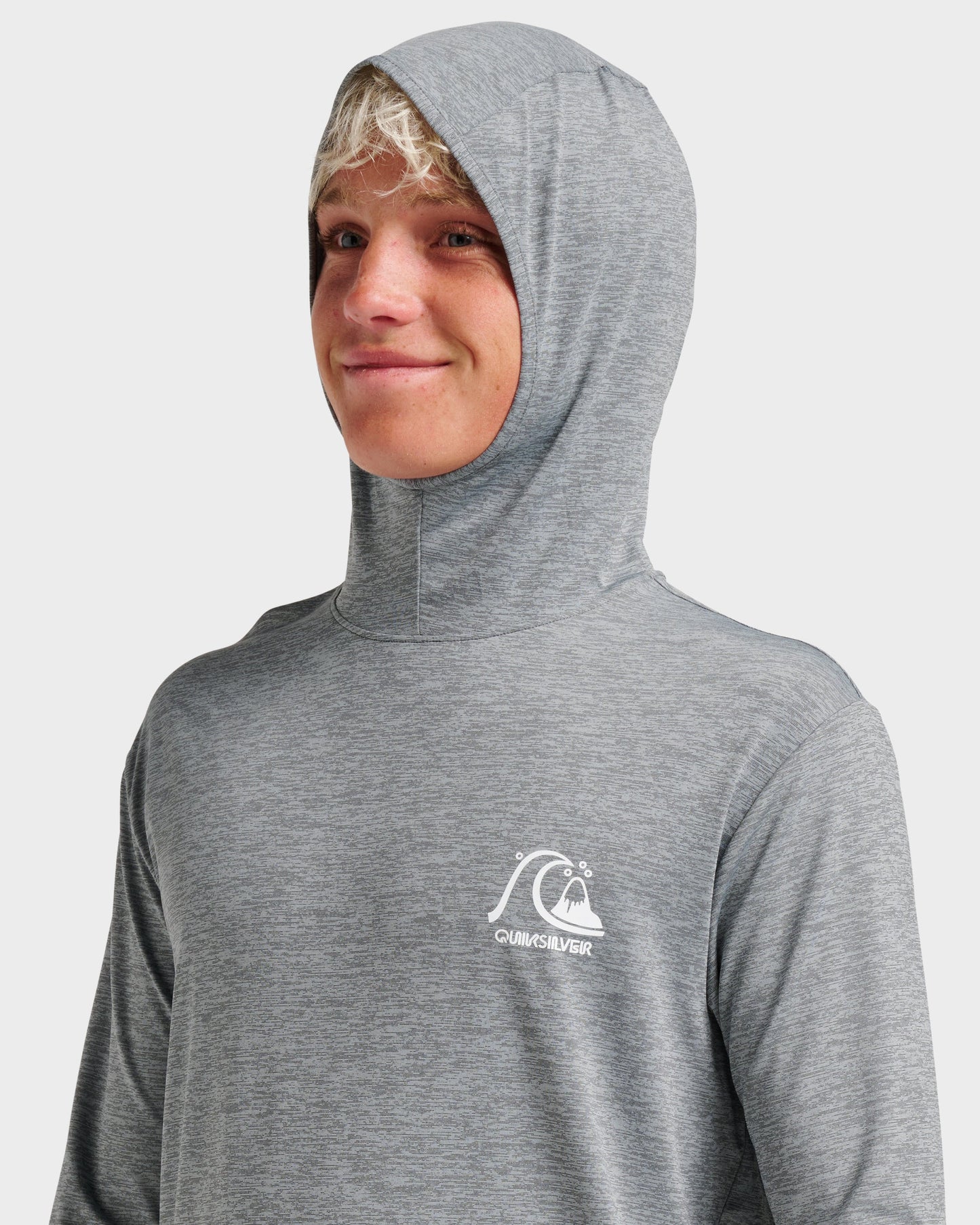 Dna Logo Surf Hood Long Sleeve Surf Tee - Smoked Gray Heather