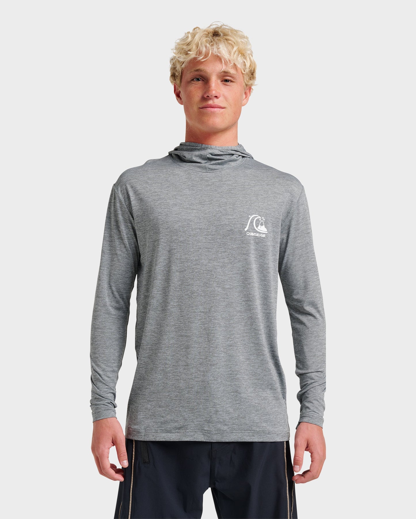 Dna Logo Surf Hood Long Sleeve Surf Tee - Smoked Gray Heather