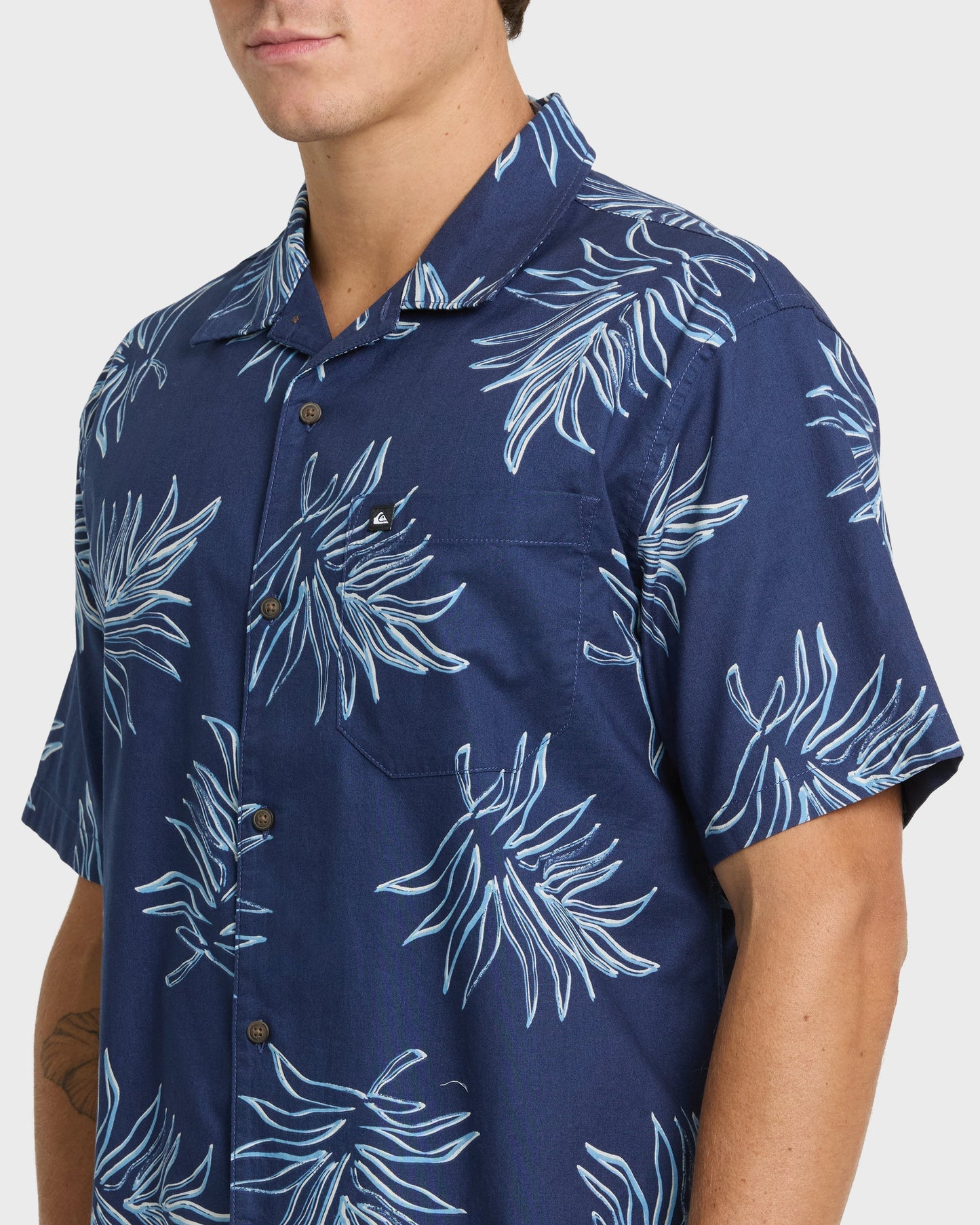 Island Palms Casual Short Sleeve Shirt - Navy