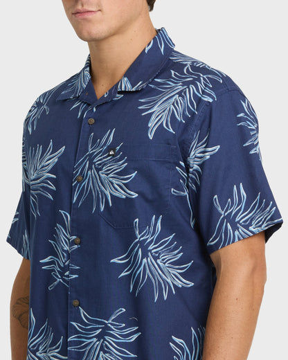 Island Palms Casual Short Sleeve Shirt - Navy