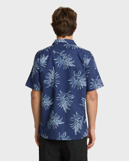 Island Palms Casual Short Sleeve Shirt - Navy