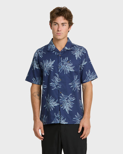 Island Palms Casual Short Sleeve Shirt - Navy