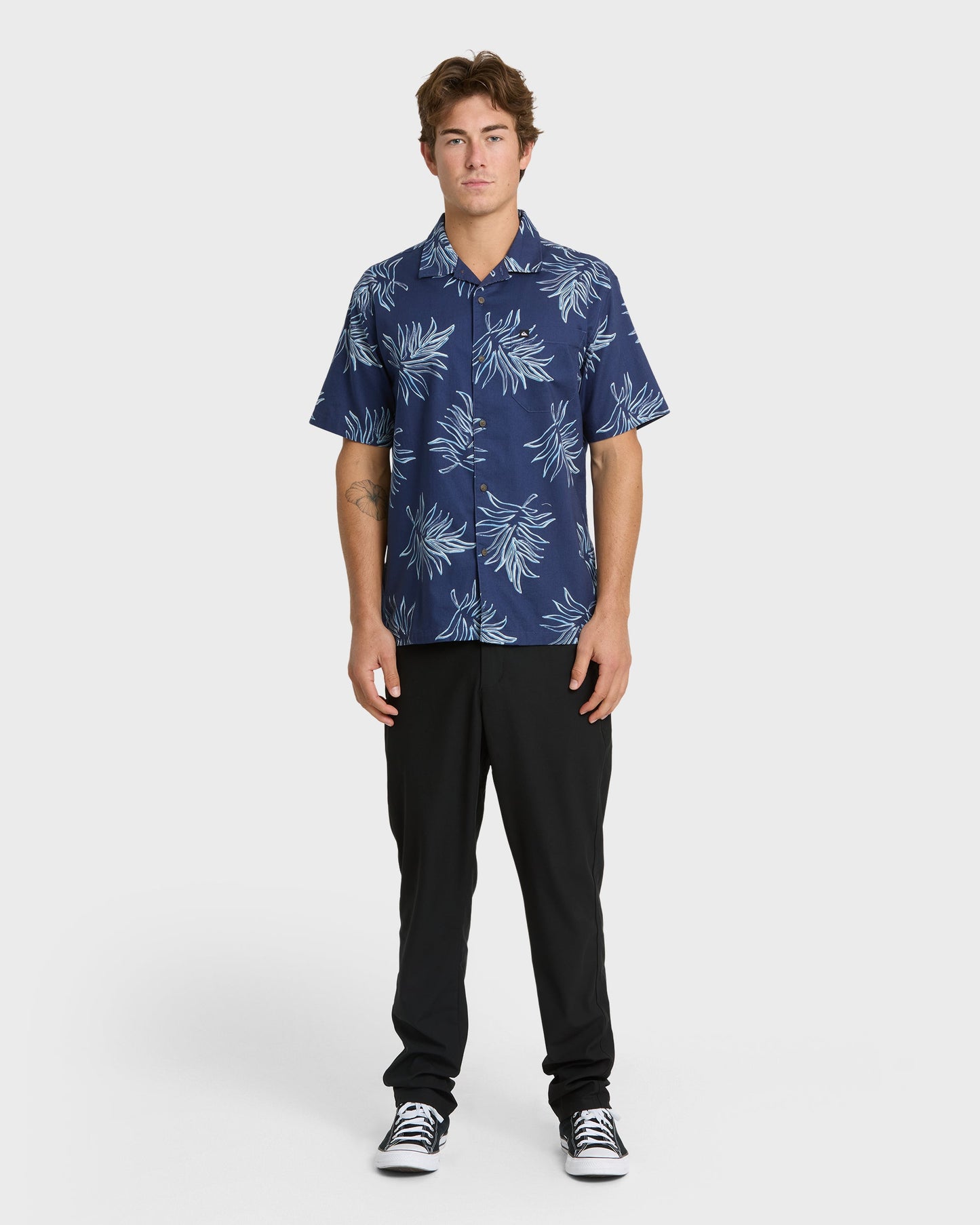 Island Palms Casual Short Sleeve Shirt - Navy