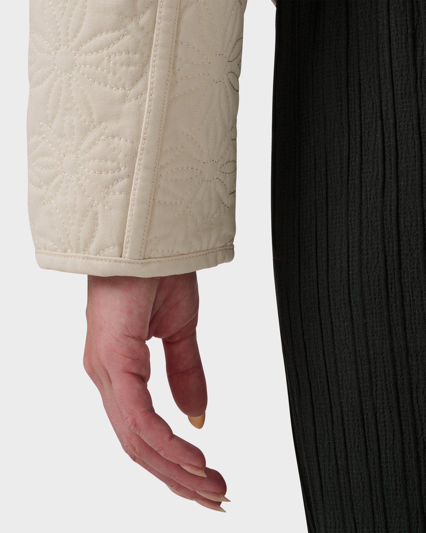 Sundial Hidden Snap Front Quilted Jacket