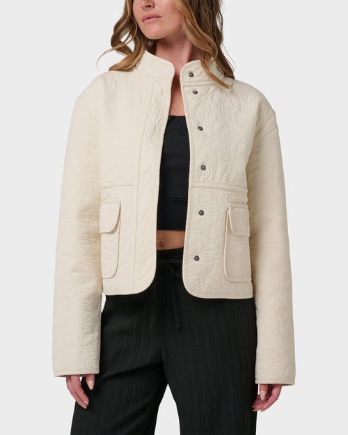 Sundial Hidden Snap Front Quilted Jacket