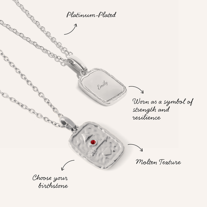 Talisman Token Birthstone Necklace (Silver)