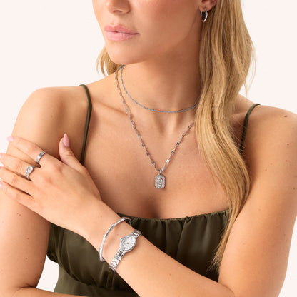 Talisman Token Birthstone Necklace (Silver)
