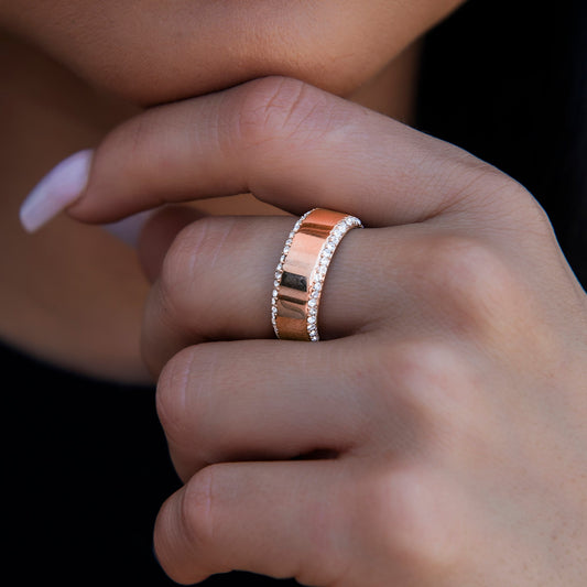 Diamond Edge Ring in Rose Gold