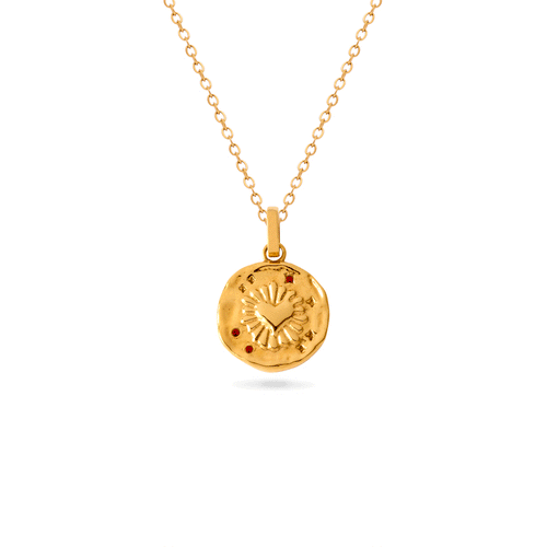 Talisman Flaming Heart Birthstone Necklace (Gold)