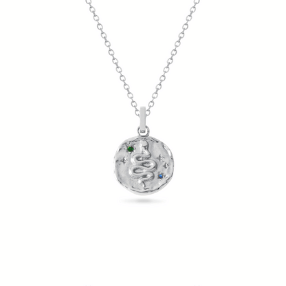 Talisman Snake Birthstone Necklace (Silver)