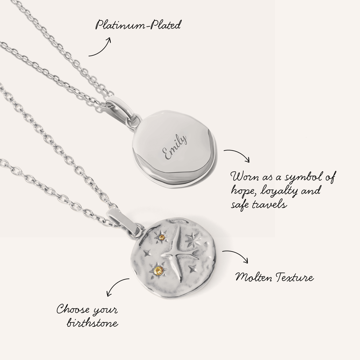 Talisman Swallow Birthstone Necklace (Silver)
