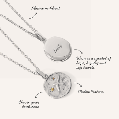Talisman Swallow Birthstone Necklace (Silver)