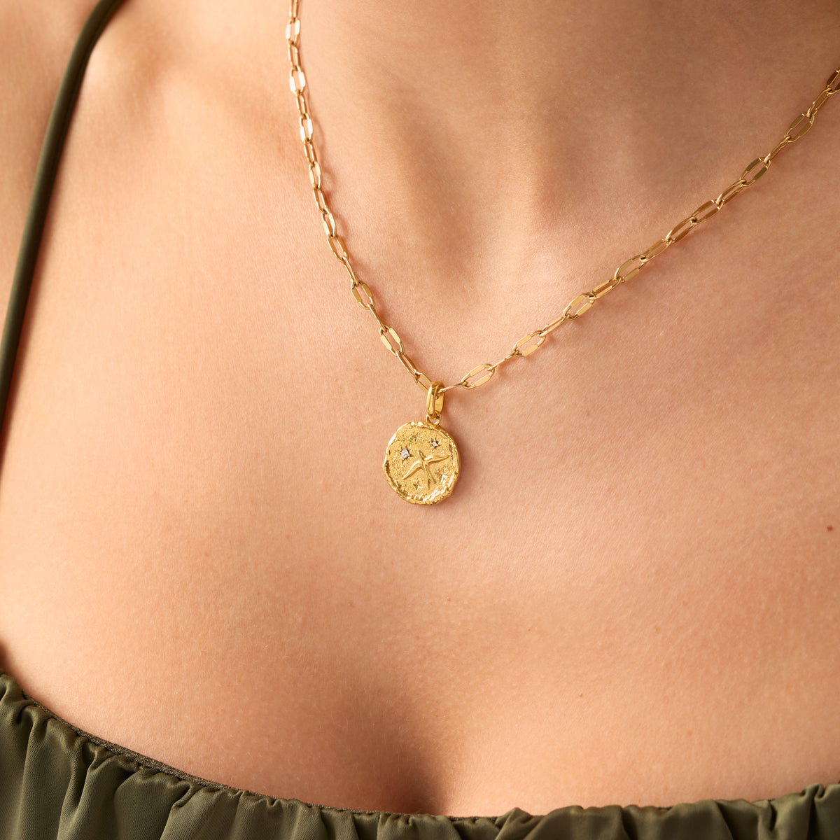 Talisman Swallow Birthstone Necklace (Gold)