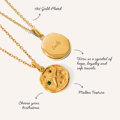 Talisman Swallow Birthstone Necklace (Gold)