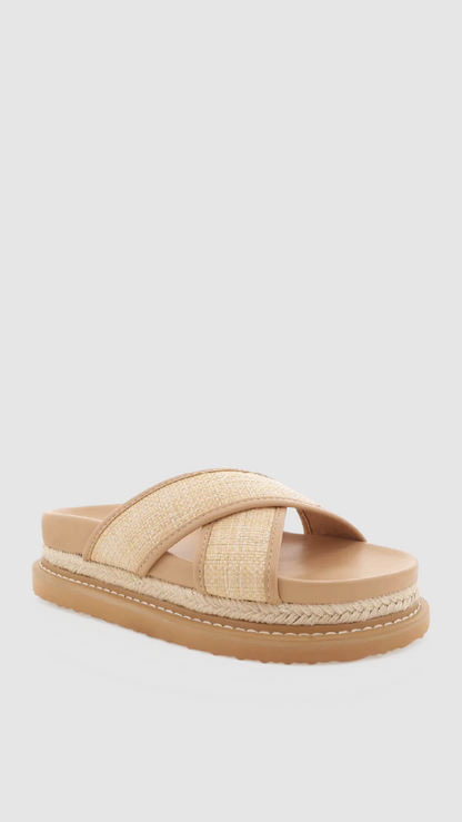 Aysha Slides - Natural Raffia / Clay