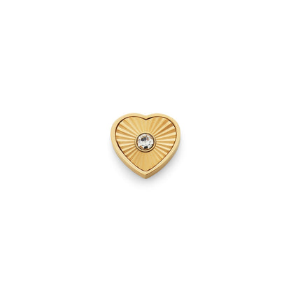 Textured Heart Charms (Gold) - Birthstone