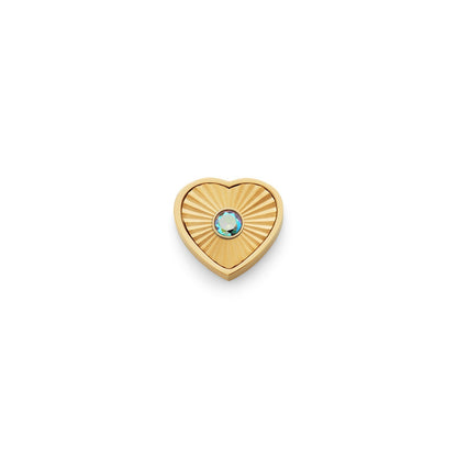 Textured Heart Charms (Gold) - Birthstone