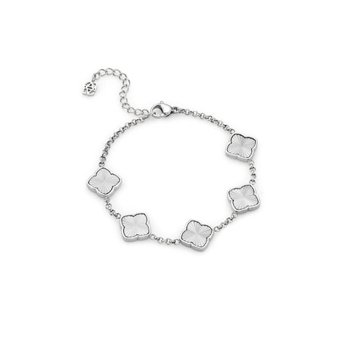 Textured Multi Clover Bracelet - Silver