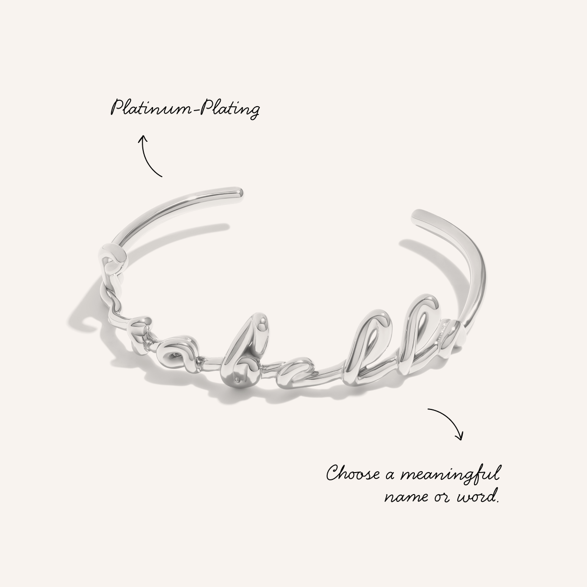 Written In The Sand Custom Name Bangle (Silver)