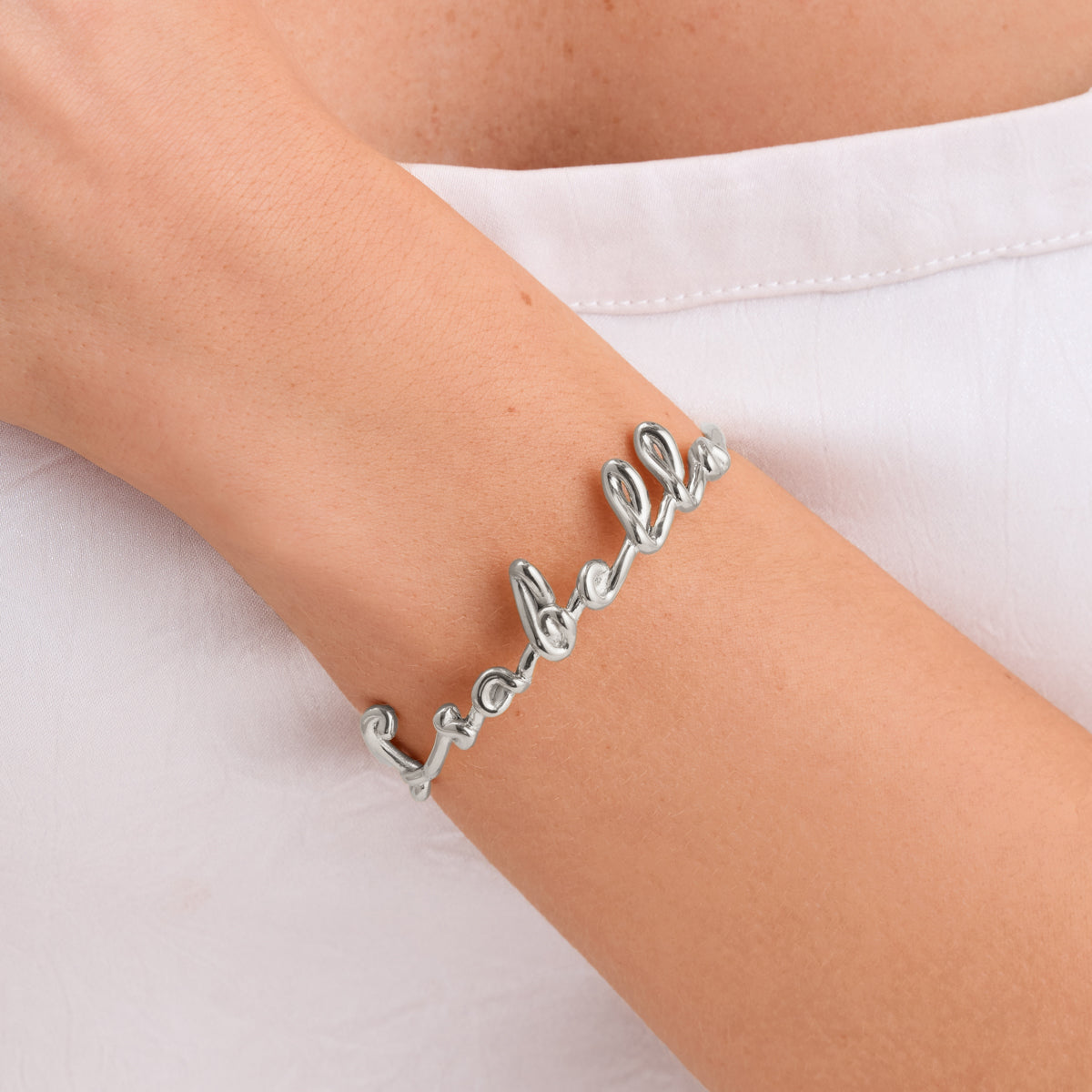 Written In The Sand Custom Name Bangle (Silver)