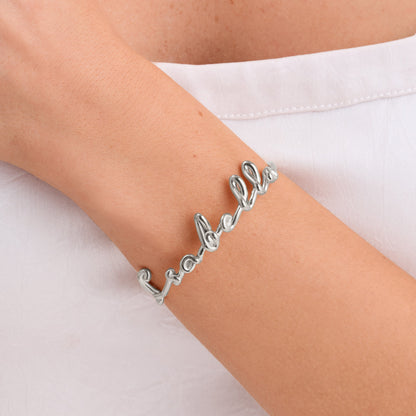 Written In The Sand Custom Name Bangle (Silver)