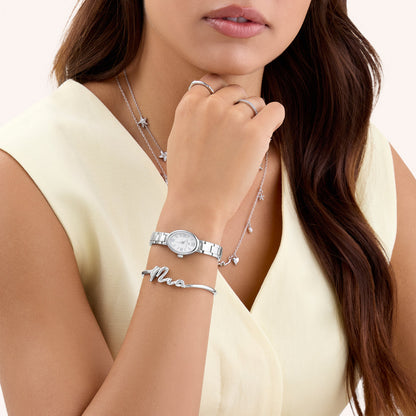 Written In The Sand Custom Name Bangle (Silver)