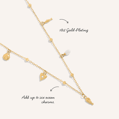 Written In The Sand Mini Charm Necklace (Gold)