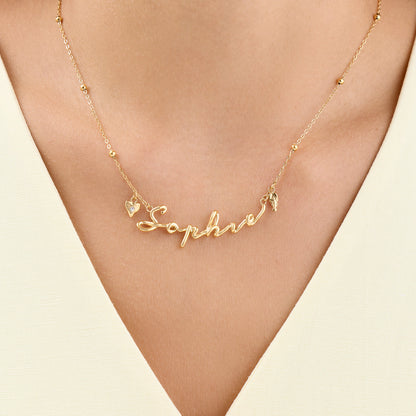 Written In The Sand Charm Name Necklace (Gold)