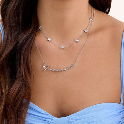 Written In The Sand Charm Name Necklace (Silver)